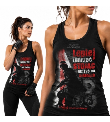 Damski tank-top LEPIEJ UMRZEĆ STOJĄC